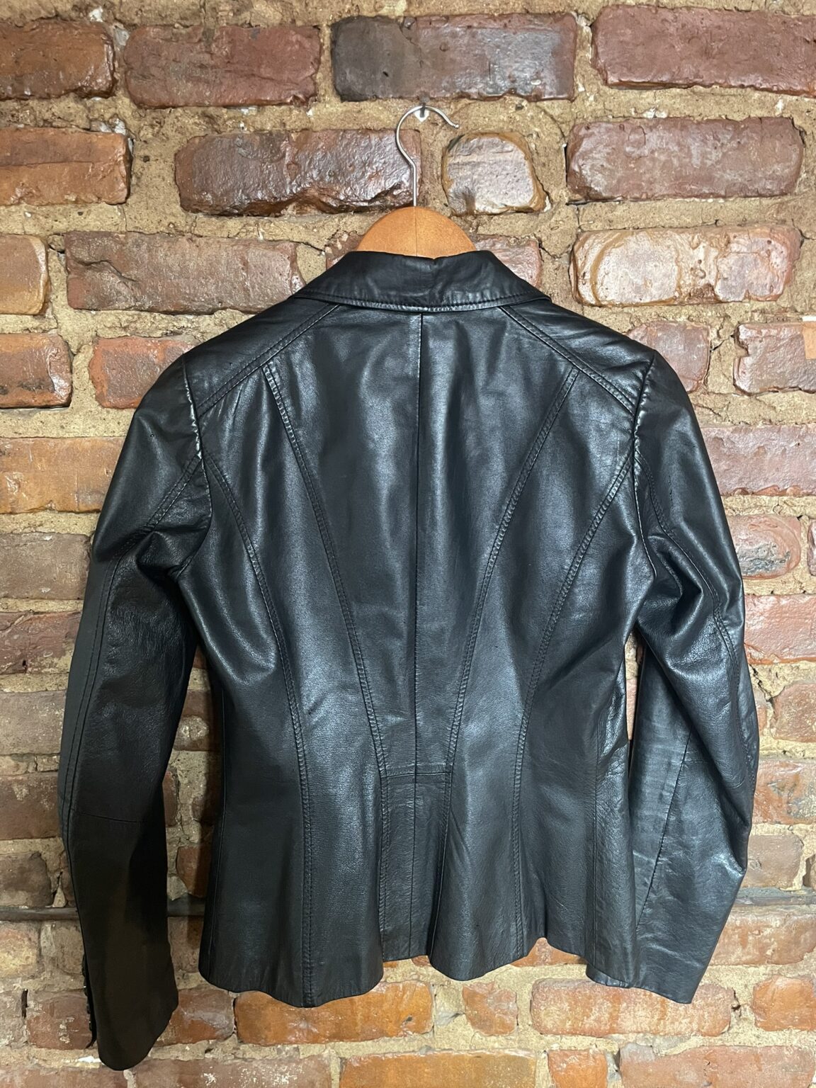 Image for Danier slim-fit black leather jacket