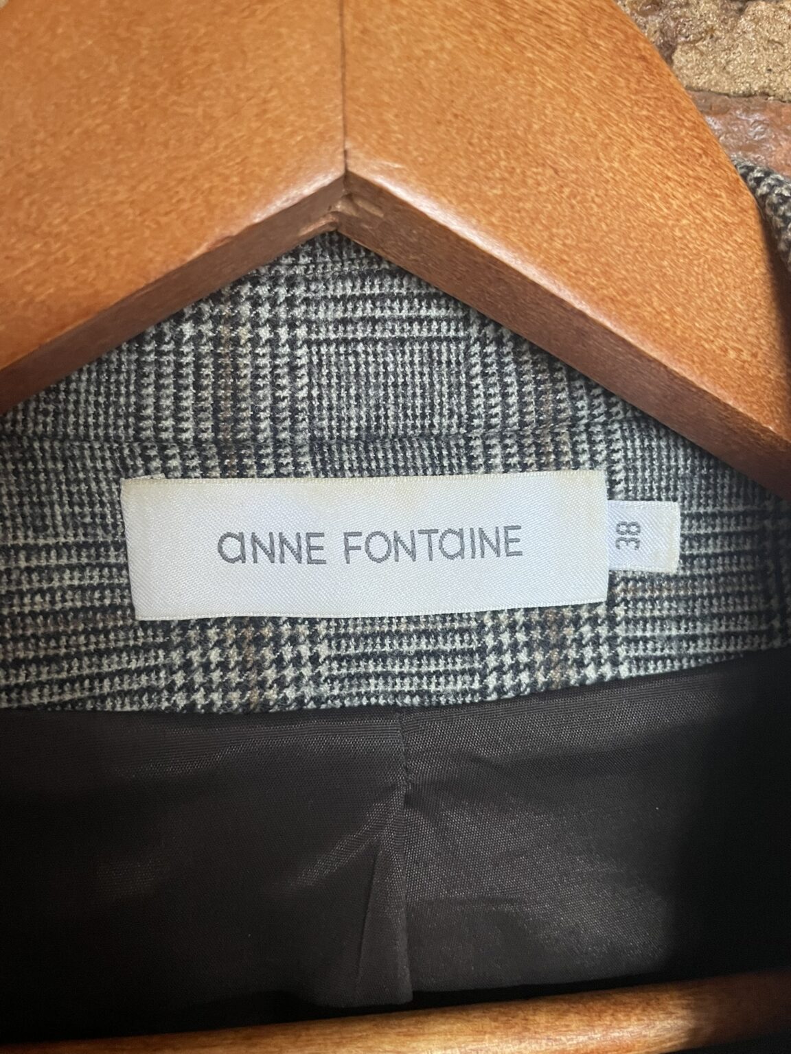 Image for Veston tartan gris cintré haute couture Anne Fontaine