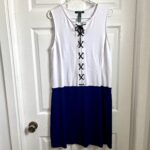 Featured thumbnail for Lauren Ralph Lauren Dress nautical Women Large Blue White Tie Front Sleeveless