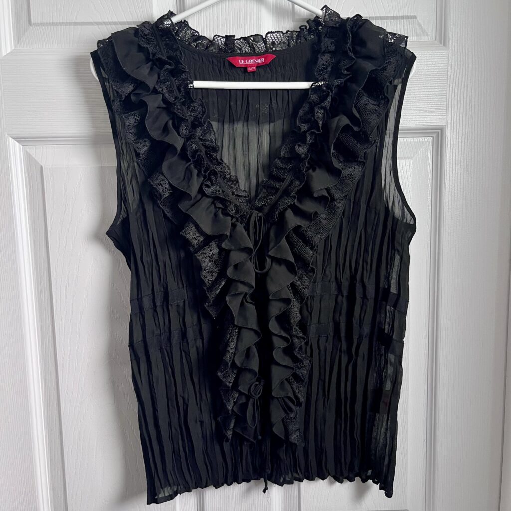 Featured image for Le Grenier Cami Tank top black Women XL ruffle sleeveless summer gothic chic