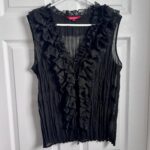 Featured thumbnail for Le Grenier Cami Tank top black Women XL ruffle sleeveless summer gothic chic