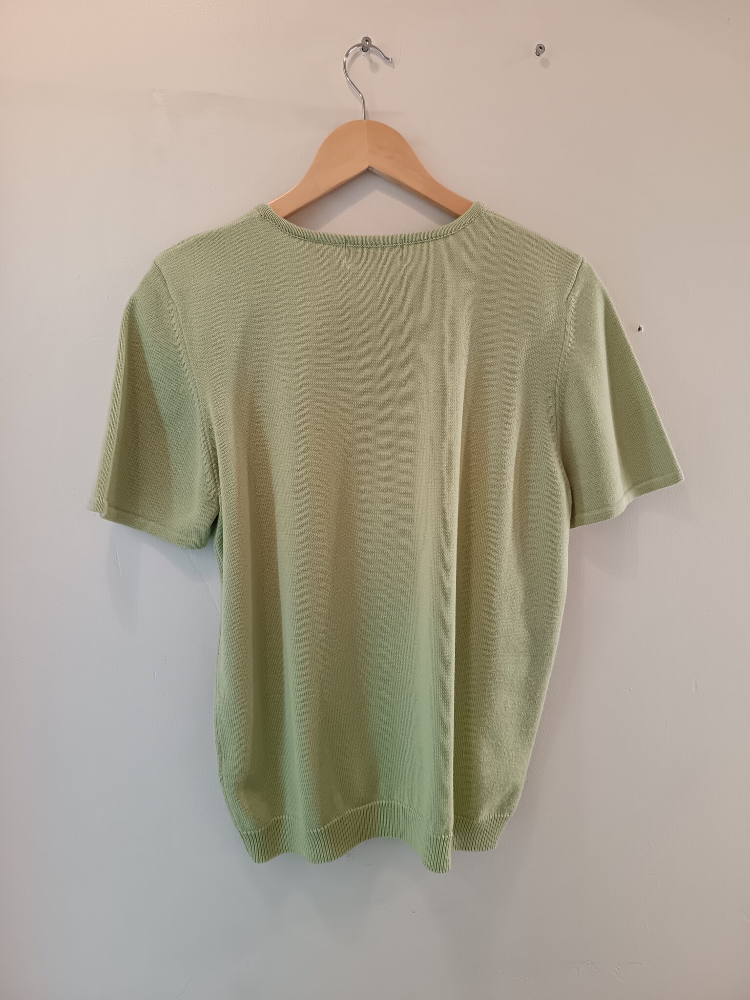 Image for Pull vert brodé manches courtes style vintage