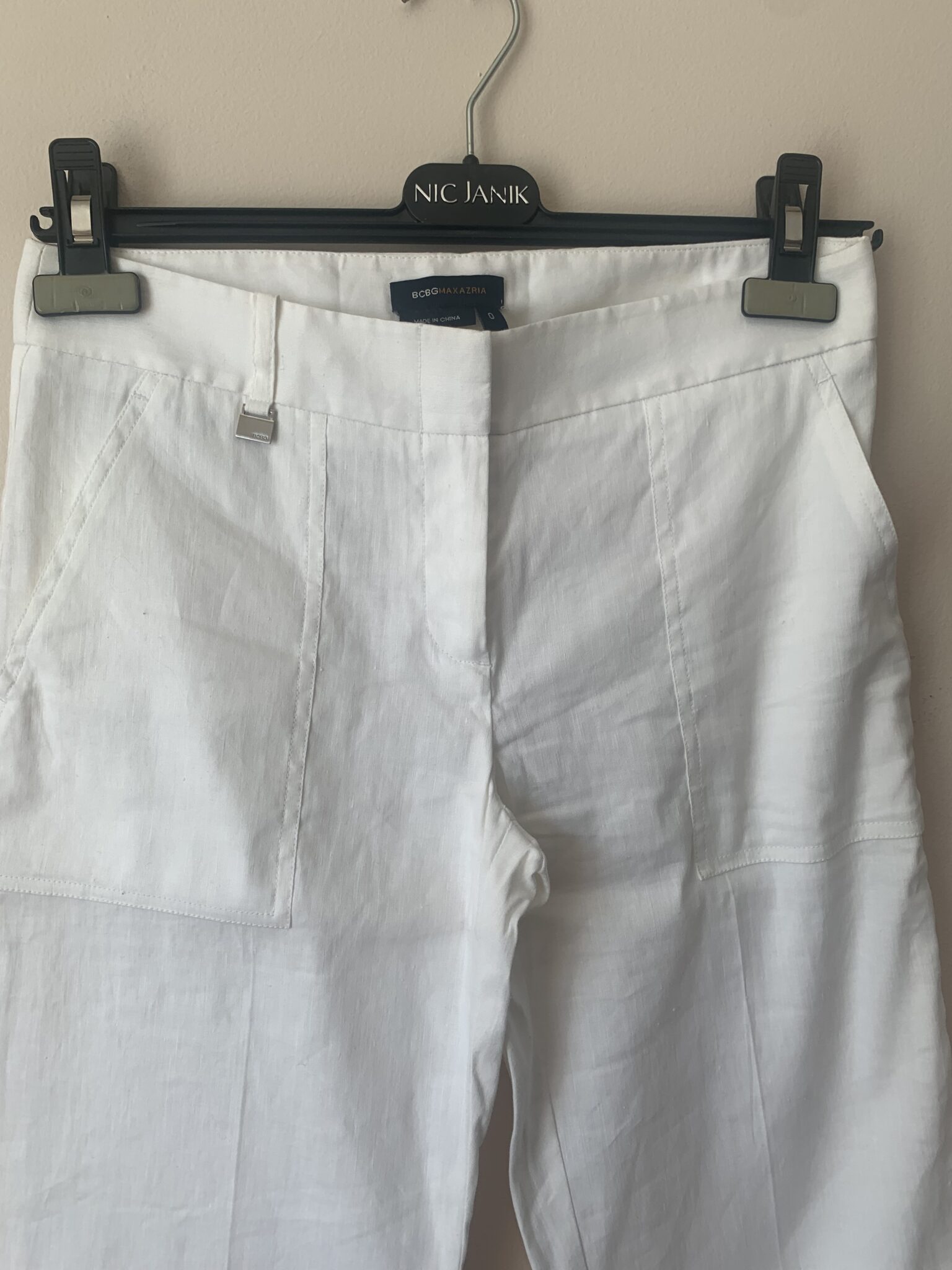 Image for BCBG white linen trousers size 0