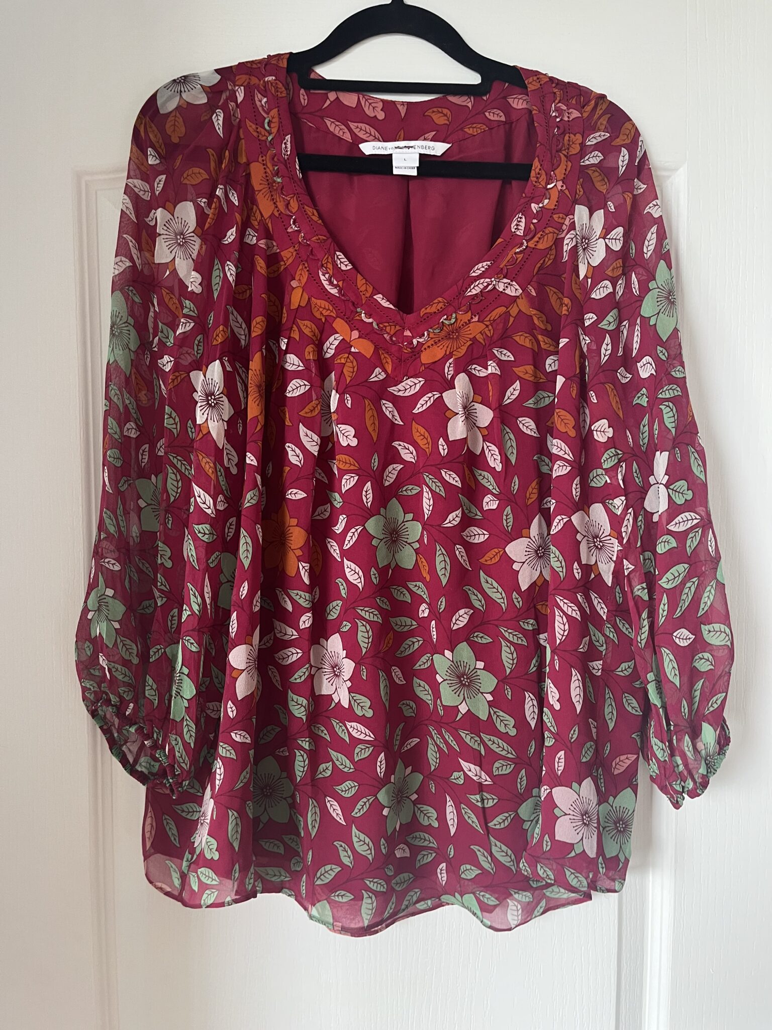 Image for Diane Von Furstenberg 100% silk blouse size L