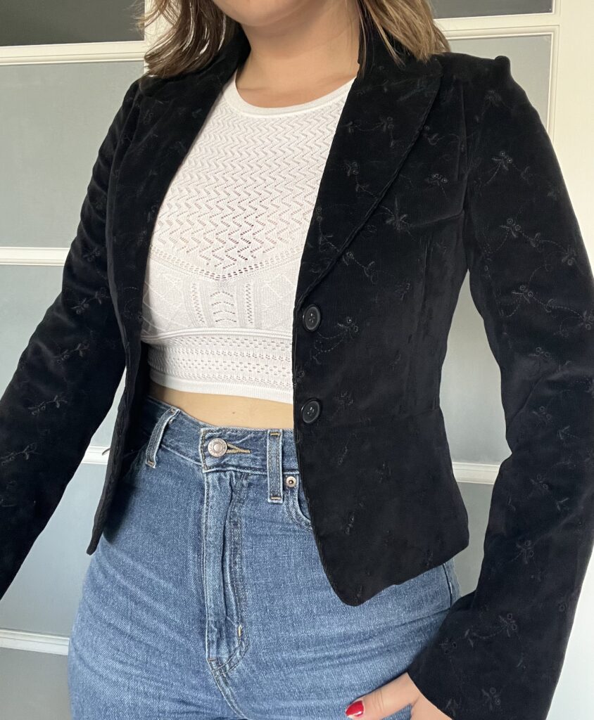 Featured image for Women's black velvet Cacharel jacket size M