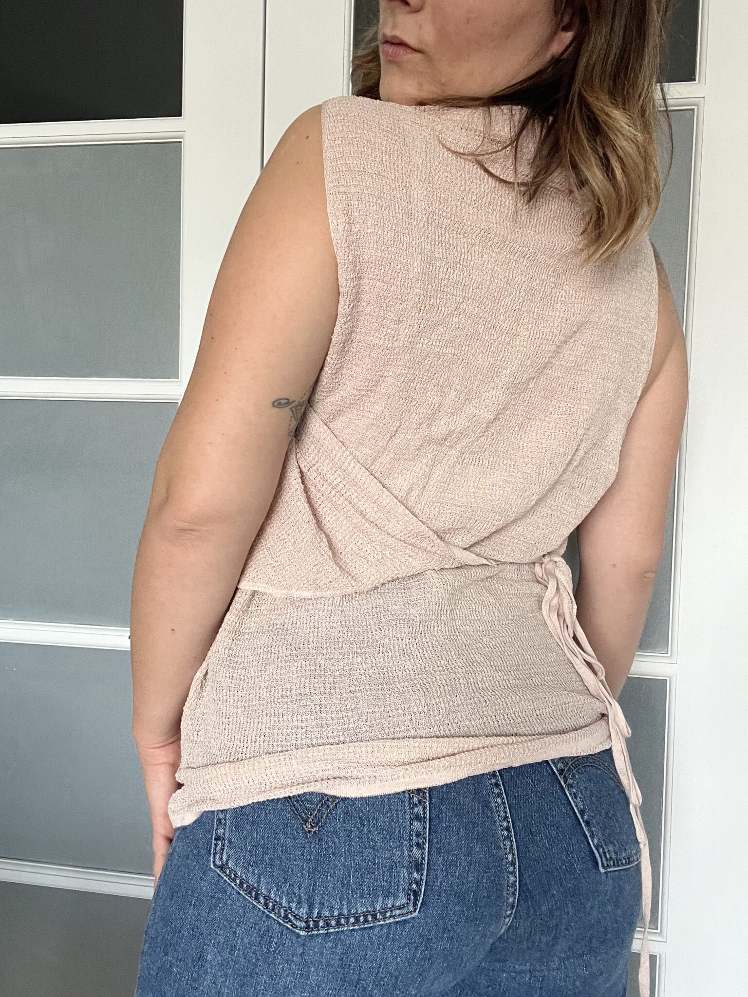 Image for Sarah Pacini pale pink asymmetrical top for women