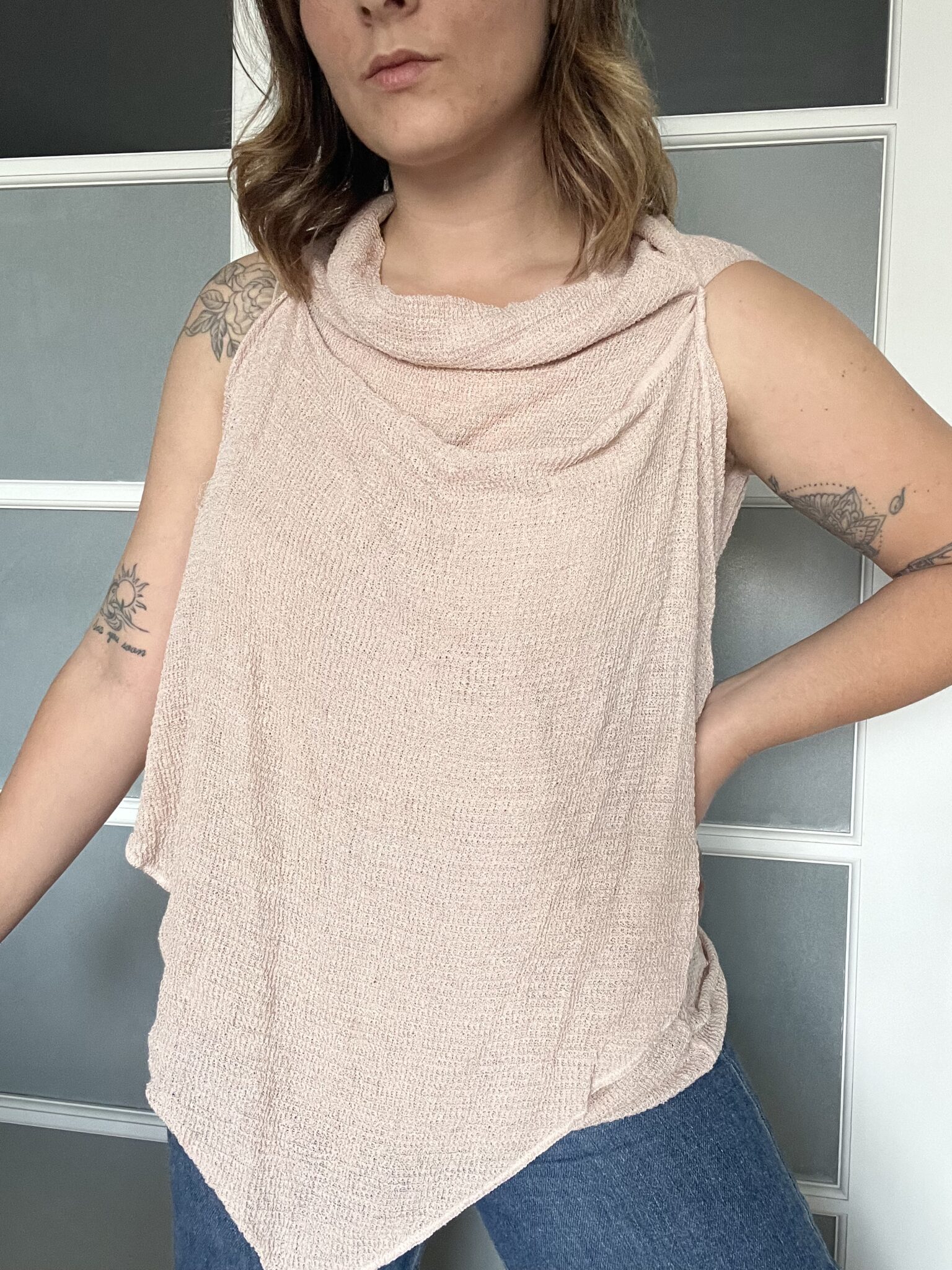 Image for Sarah Pacini pale pink asymmetrical top for women