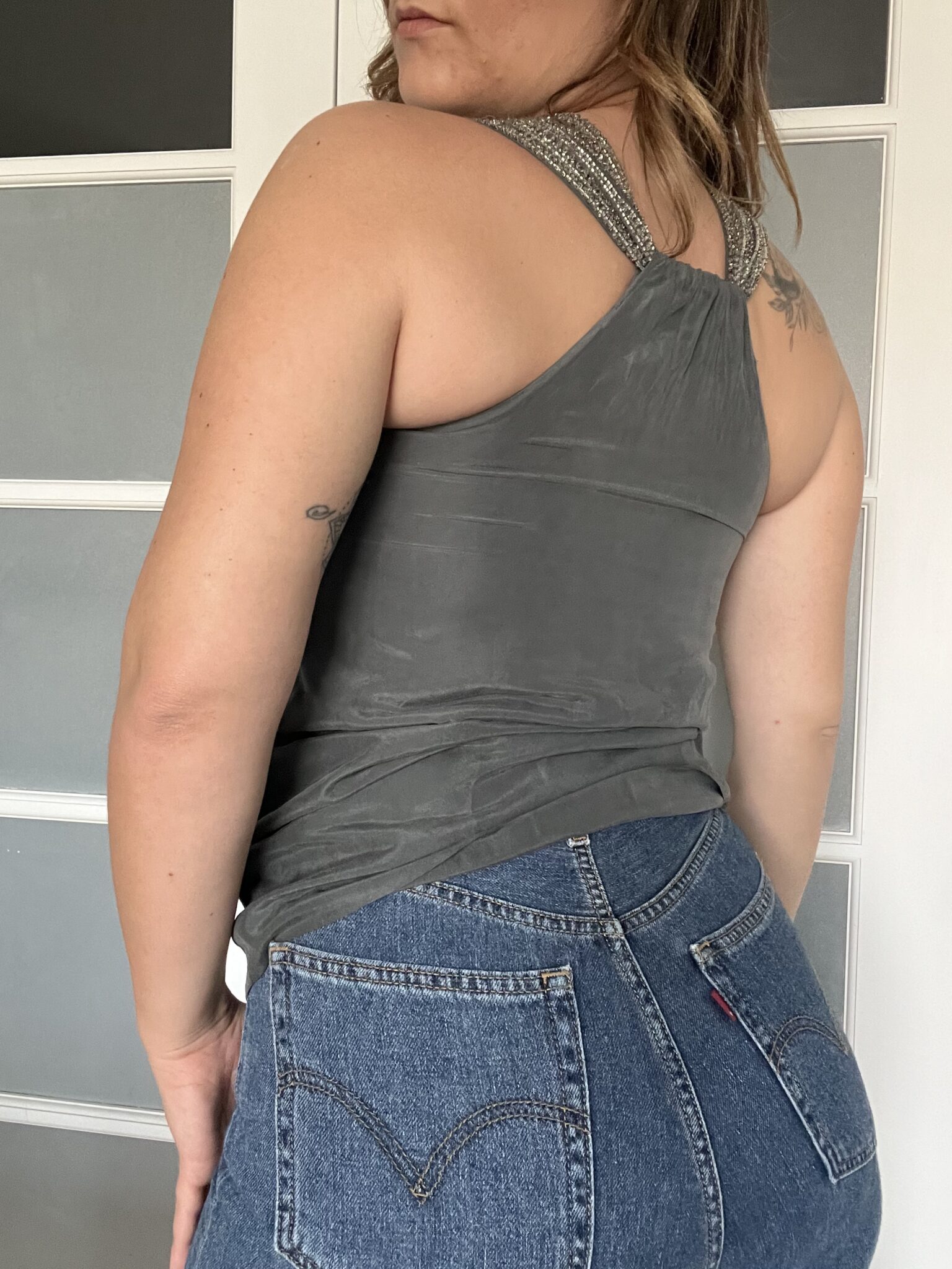 Image for 100% silk Theory grey top size P