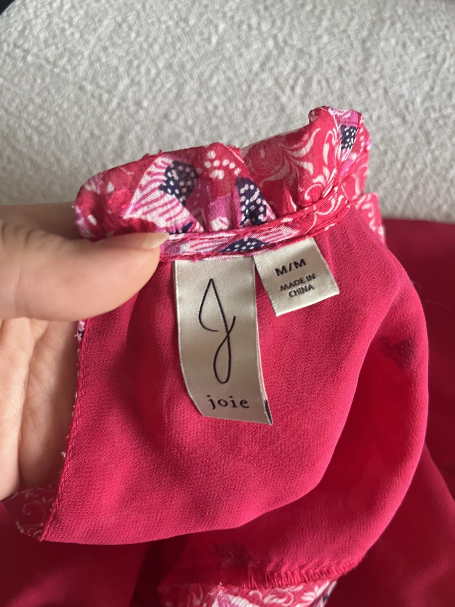 Image for Joie pink floral blouse size M