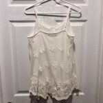 Thumbnail for Suzy Shier Top cami floral White Lace Mesh Women Large Sleveless boho feminine