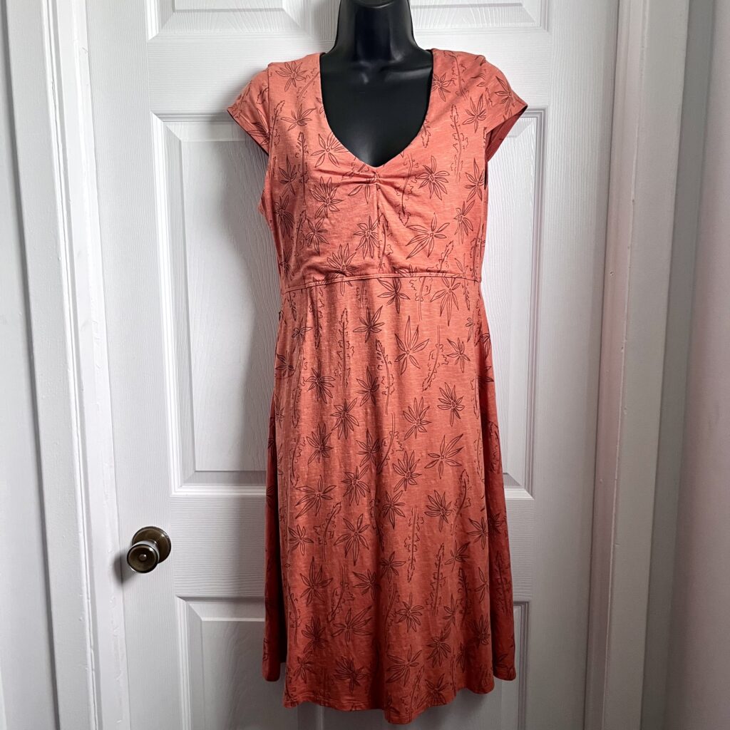 Featured image for Toad & Co Dress Rust Orange Floral Women Medium Midi summer feminine v neck