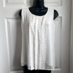Featured thumbnail for Calvin Klein Top cami tank White Women Medium sleeveless metallic shirt summer