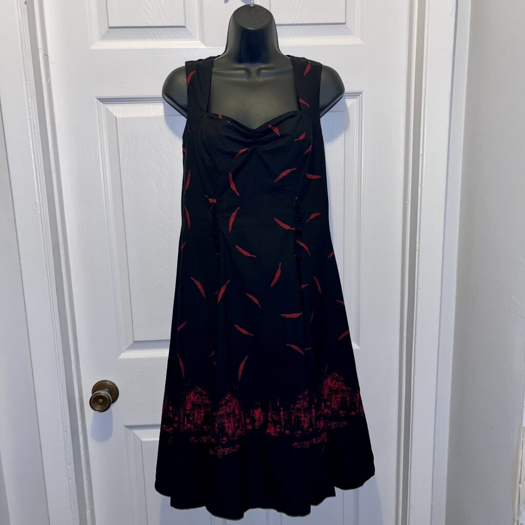 Featured image for Hell Bunny Dress 50' red black pinup rockabilly swing gothic Women Medium midi