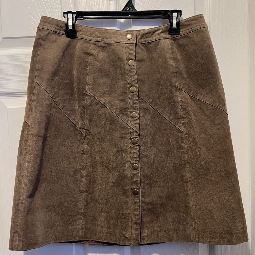 Featured image for Vintage Dalia Collection Skirt Genuine Leather Brown buttons Women 14 Large