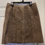 Featured thumbnail for Vintage Dalia Collection Skirt Genuine Leather Brown buttons Women 14 Large