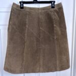 Thumbnail for Vintage Dalia Collection Skirt Genuine Leather Brown buttons Women 14 Large