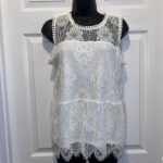 Featured thumbnail for Paper + Tee Top Lace Floral Camisole tank Women Large boho summer feminine mesh