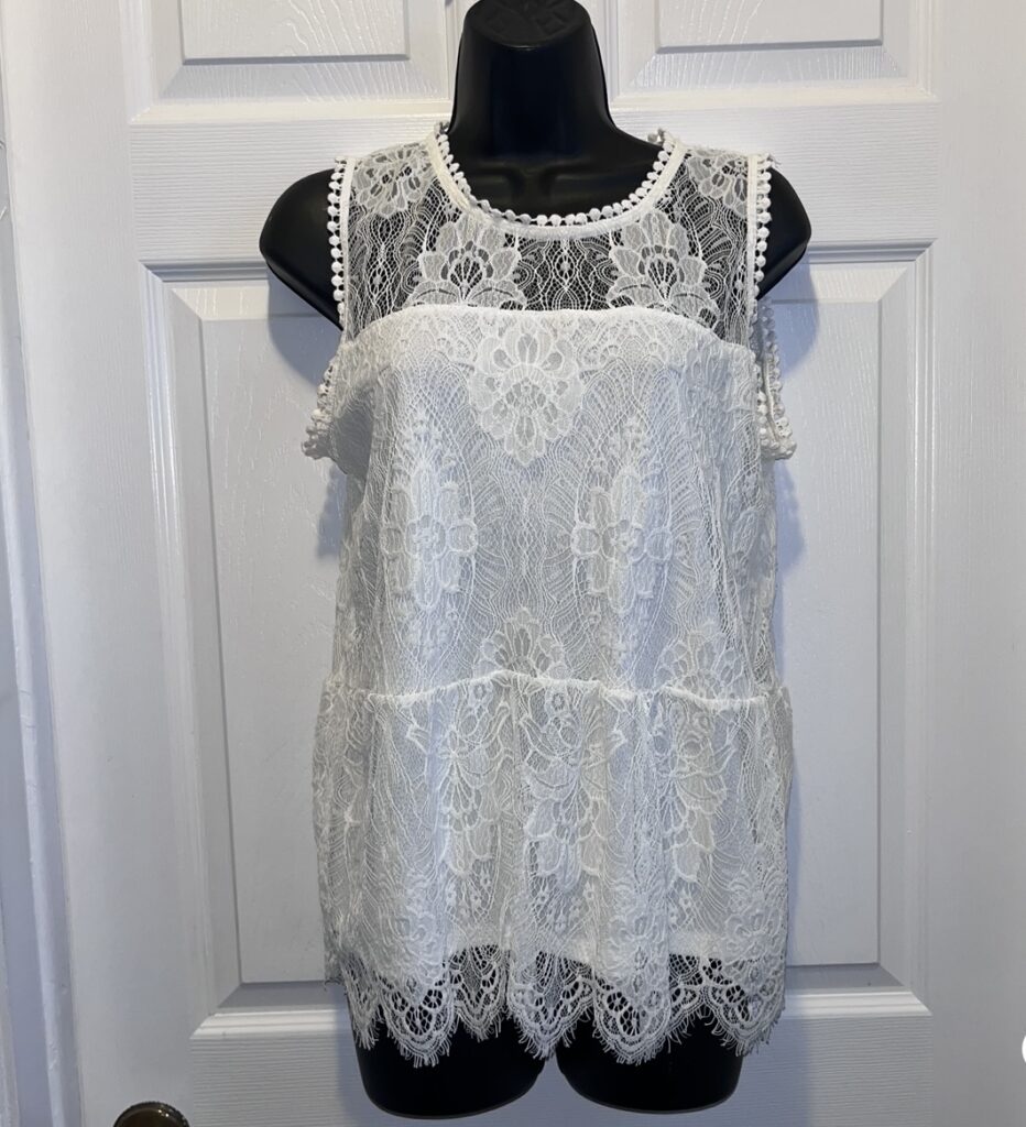 Featured image for Paper + Tee Top Lace Floral Camisole tank Women Large boho summer feminine mesh