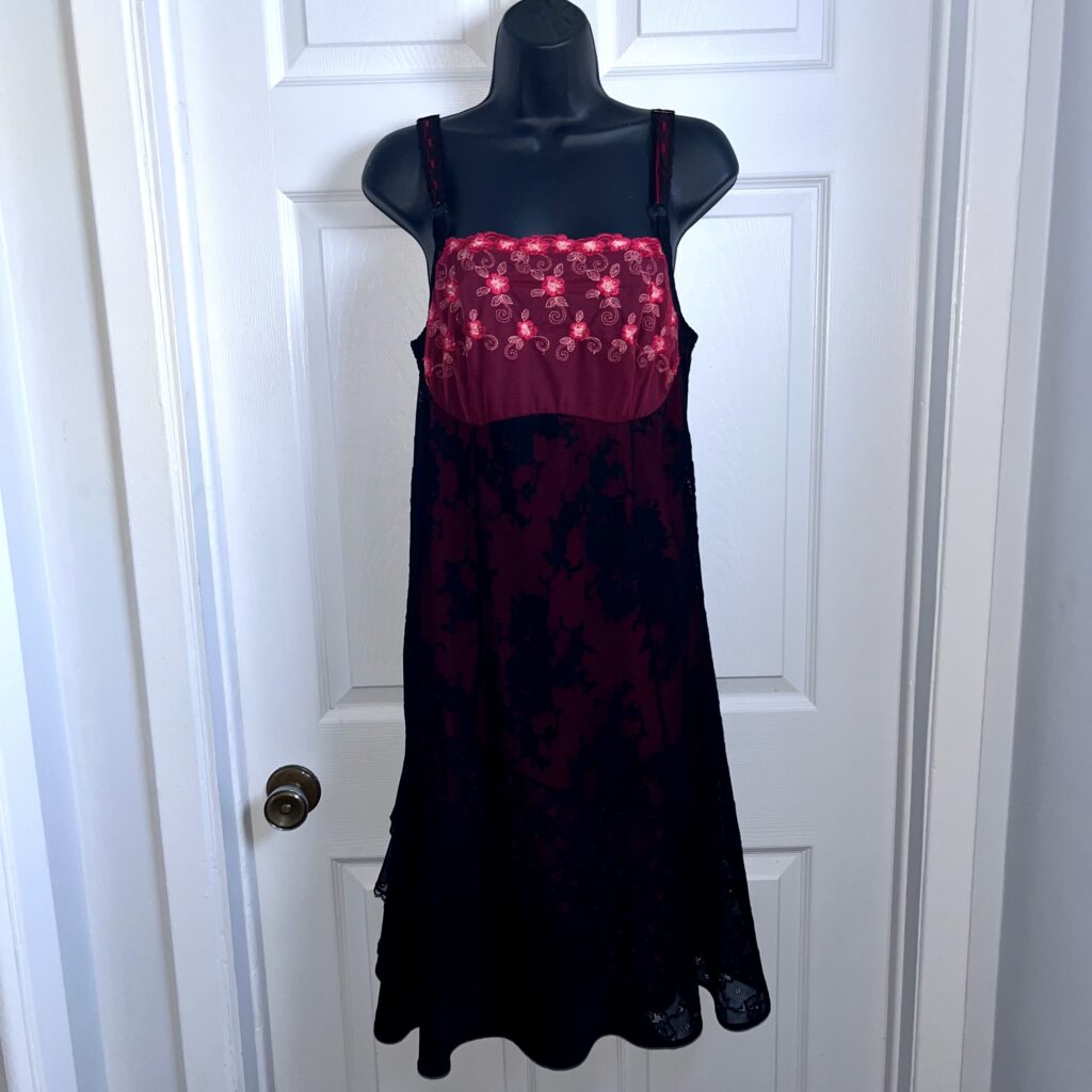 Featured image for Kollontaï Dress floral lace mesh black red Women Large gothic sleeveless fairy