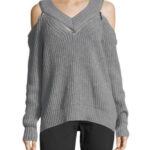 Featured thumbnail for Michael Kors Sweater Linen Cashmere cutout shoulder zipper Women Medium gray