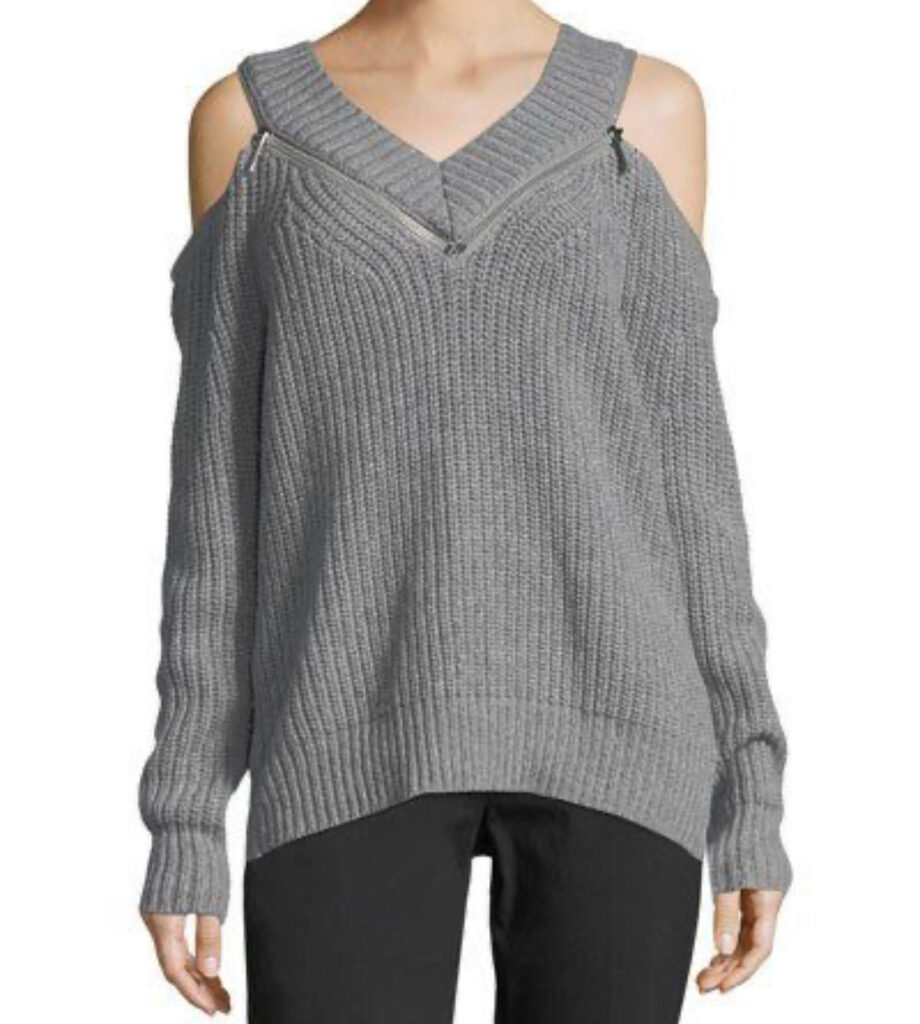 Featured image for Michael Kors Sweater Linen Cashmere cutout shoulder zipper Women Medium gray