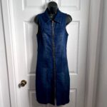 Featured thumbnail for Y2K 3R Streetwear Dress denim jeans Women Small midi sleeveless zipper summer