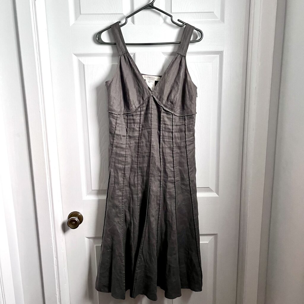 Featured image for Gerard Darel 100% Linen Dress gray Women 40 Medium sleeveless midi v neck
