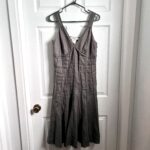 Featured thumbnail for Gerard Darel 100% Linen Dress gray Women 40 Medium sleeveless midi v neck