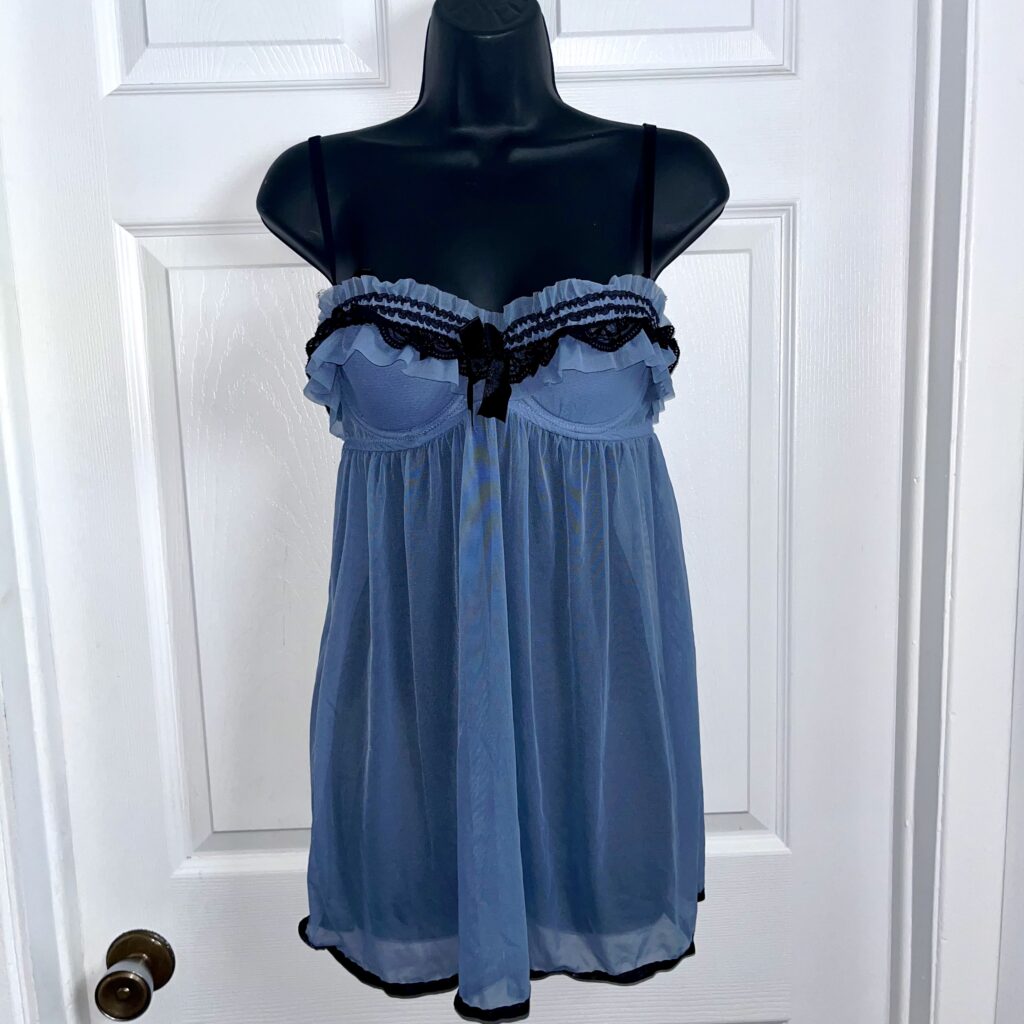 Featured image for NWOT Y2K La Vie En Rose Lingerie babydoll blue black Women Medium slip