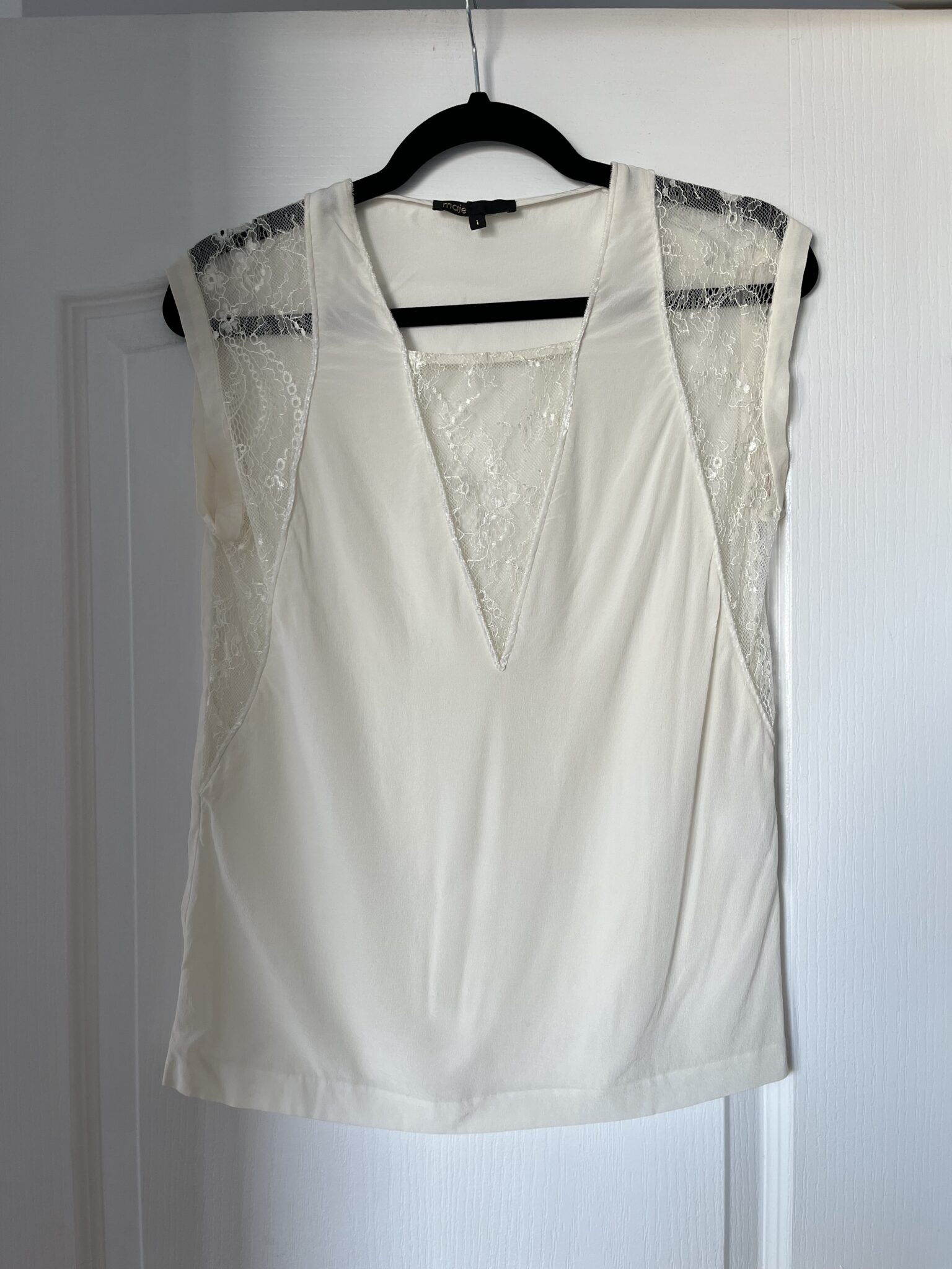 Featured image for Maje silk blouse size 1 / S white with lace