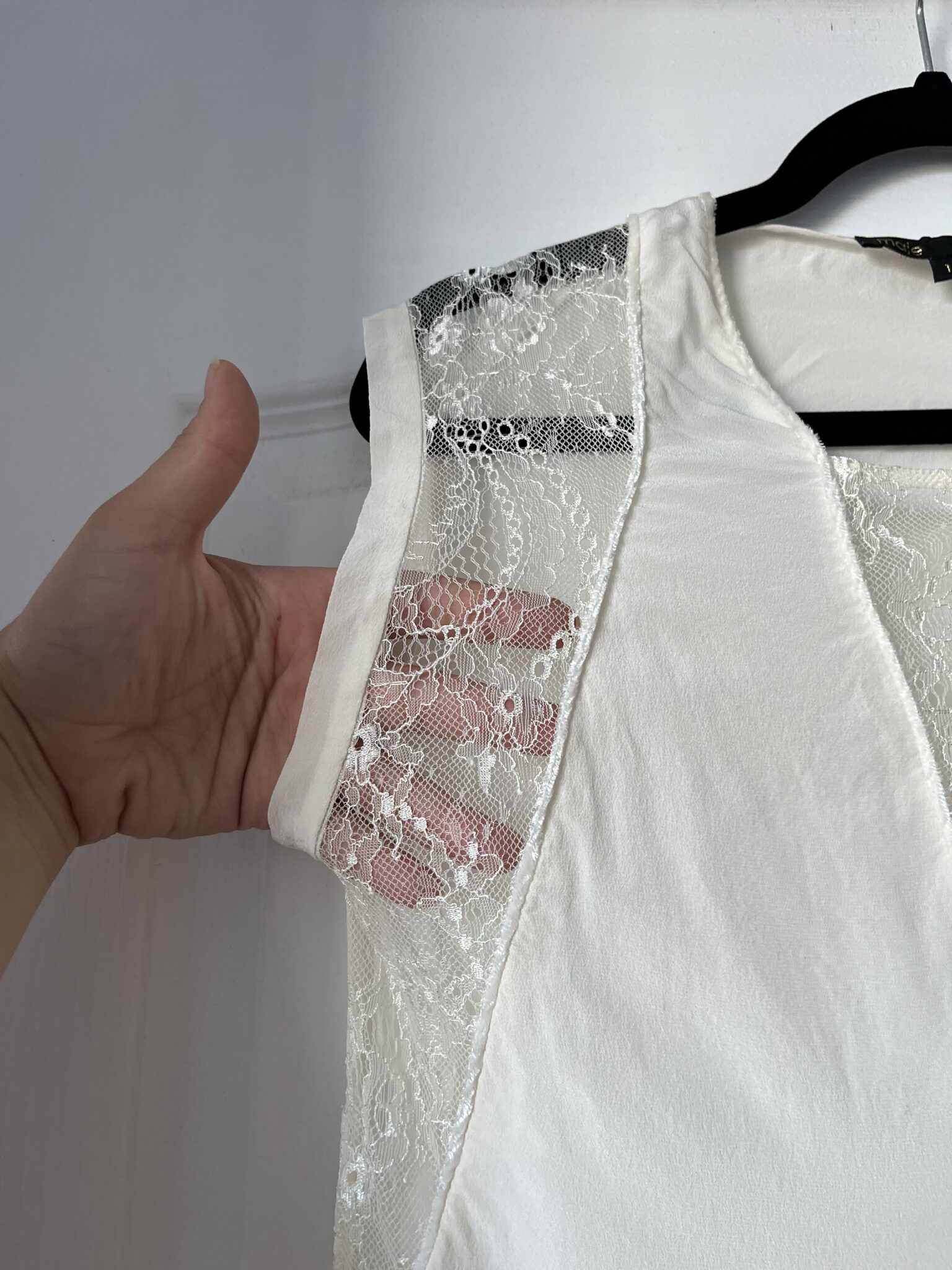 Image for Maje silk blouse size 1 / S white with lace