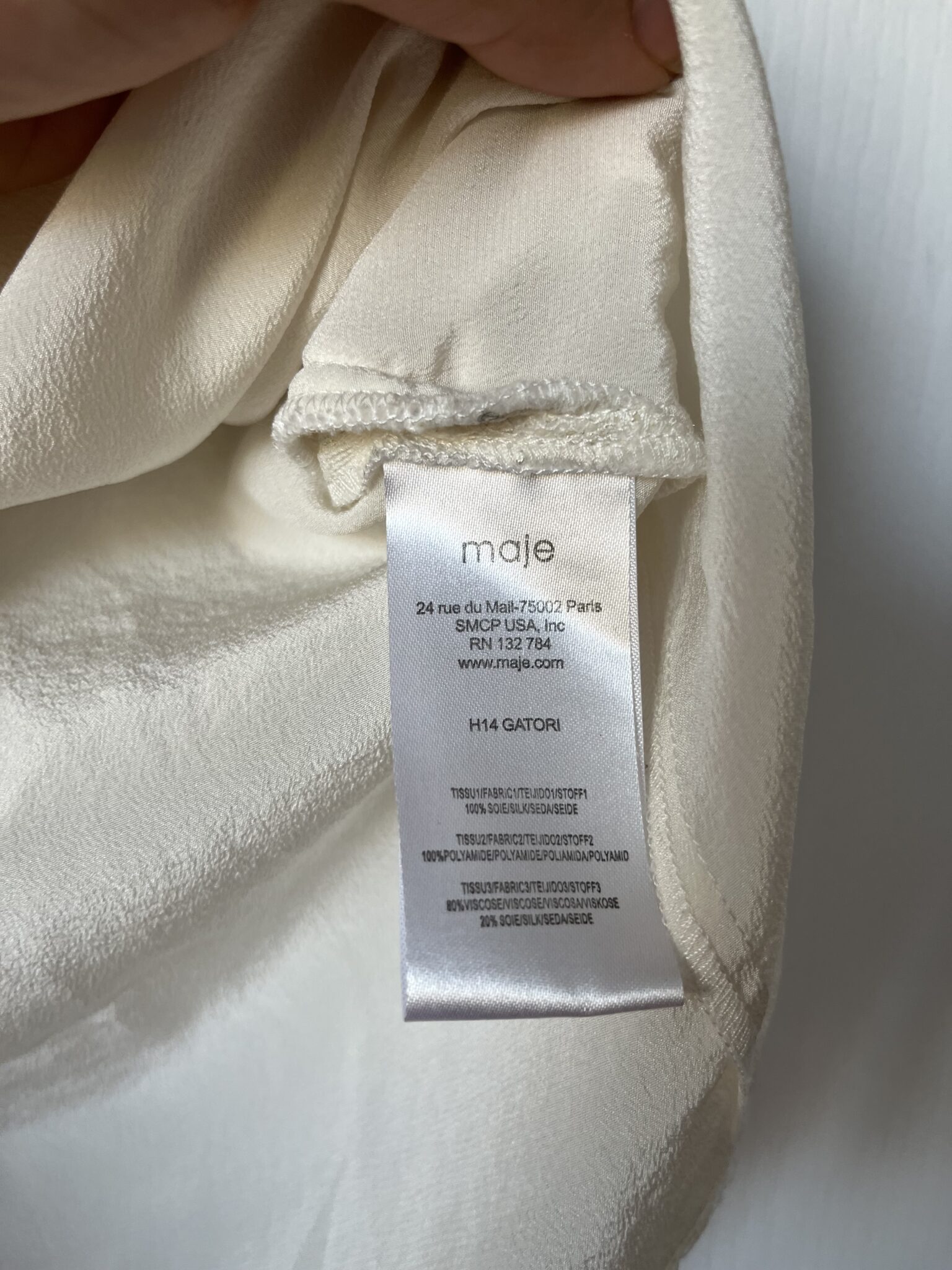 Image for Maje silk blouse size 1 / S white with lace