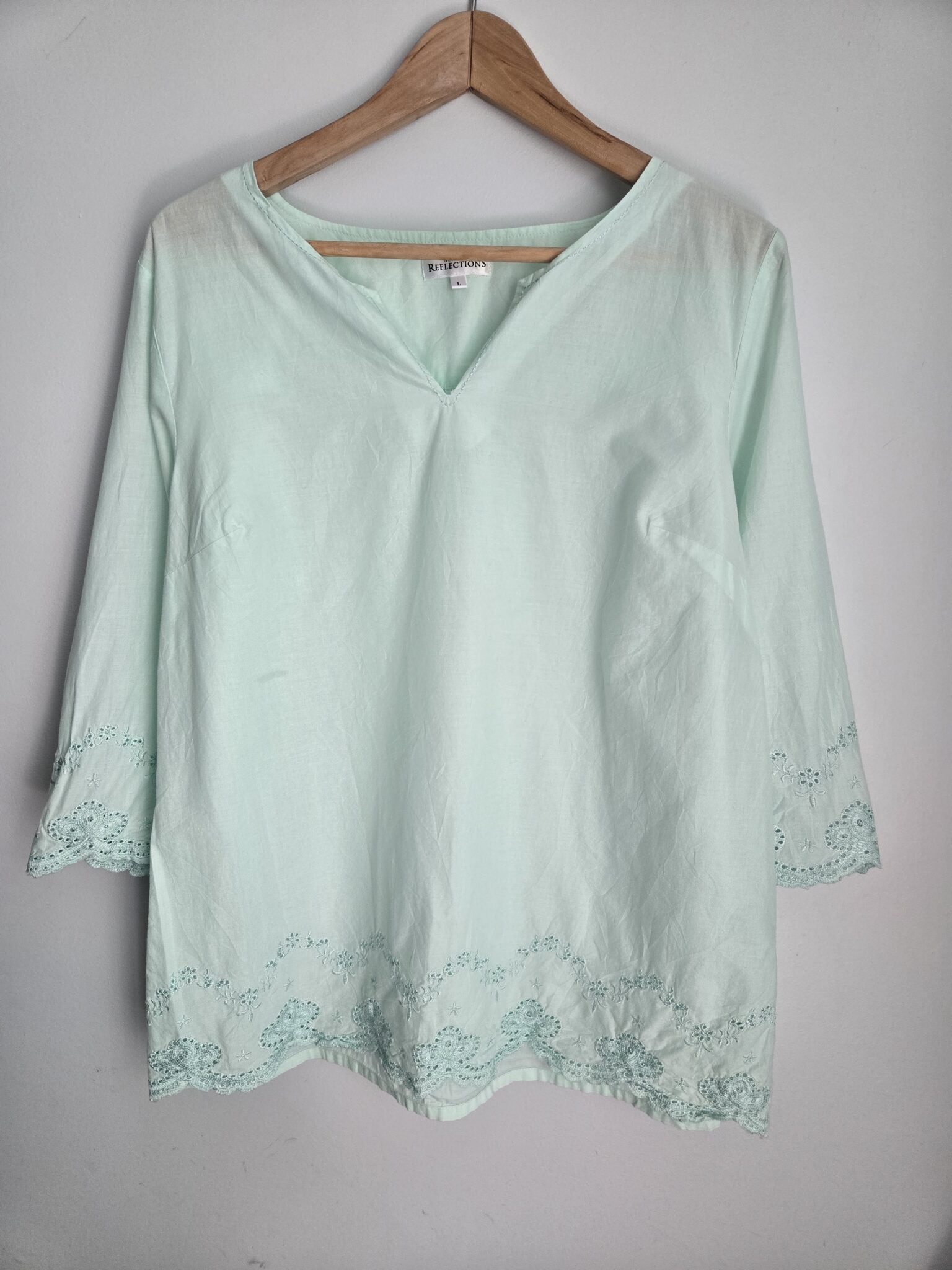 Featured image for Northen Reflections lightweight cotton mint green top