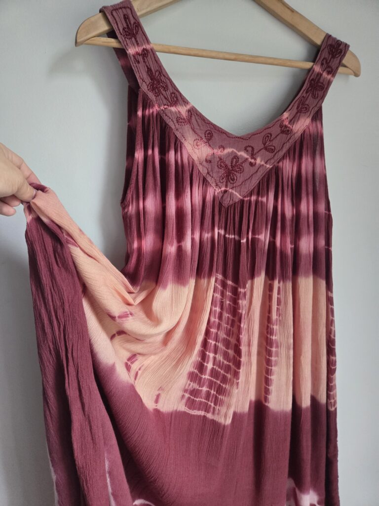Image for Robe longue tie dye framboise et pêche en rayonne