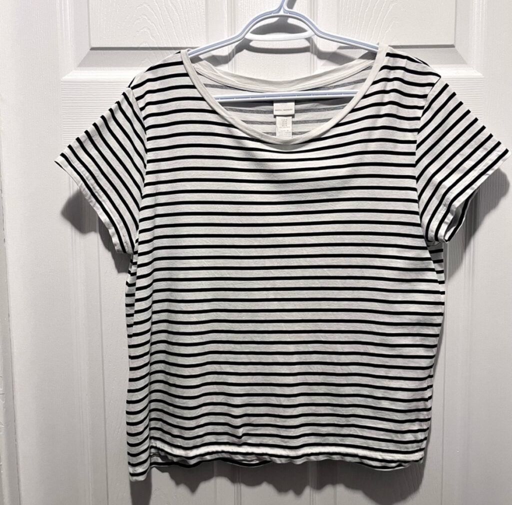 Featured image for H&M top striped black white Women Medium short sleeve t shirt tee