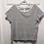 Featured thumbnail for H&M top striped black white Women Medium short sleeve t shirt tee