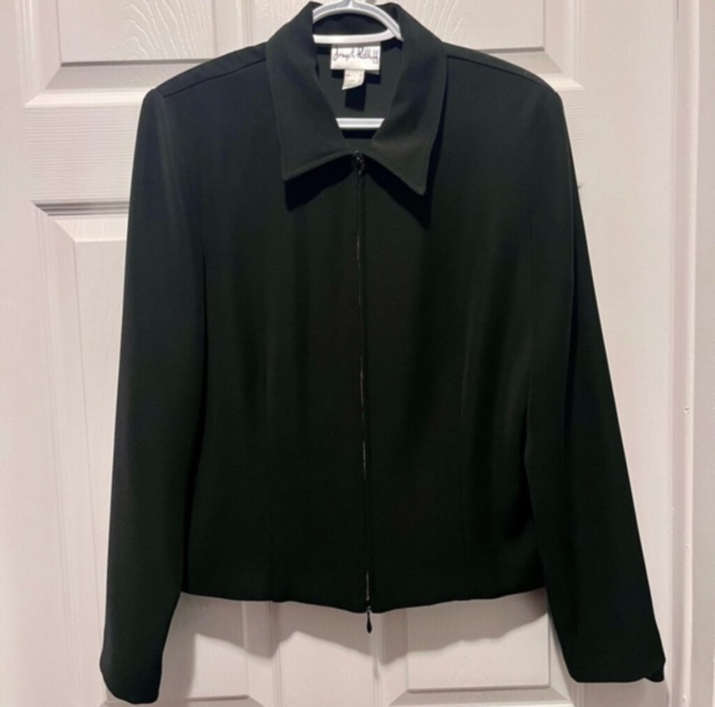 Featured image for Joseph Ribkoff jacket black fitted zipper collared cropped blazer Women 12 Large