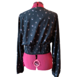 Thumbnail for ICONE - Large black short blouse short with lace plunging v-neck small flowers