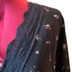 Thumbnail for ICONE - Large black short blouse short with lace plunging v-neck small flowers
