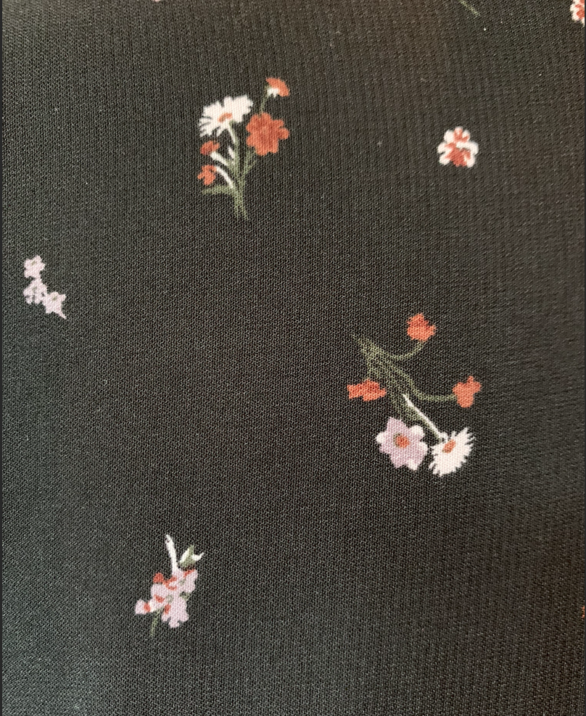 Image for ICONE - Large black short blouse short with lace plunging v-neck small flowers