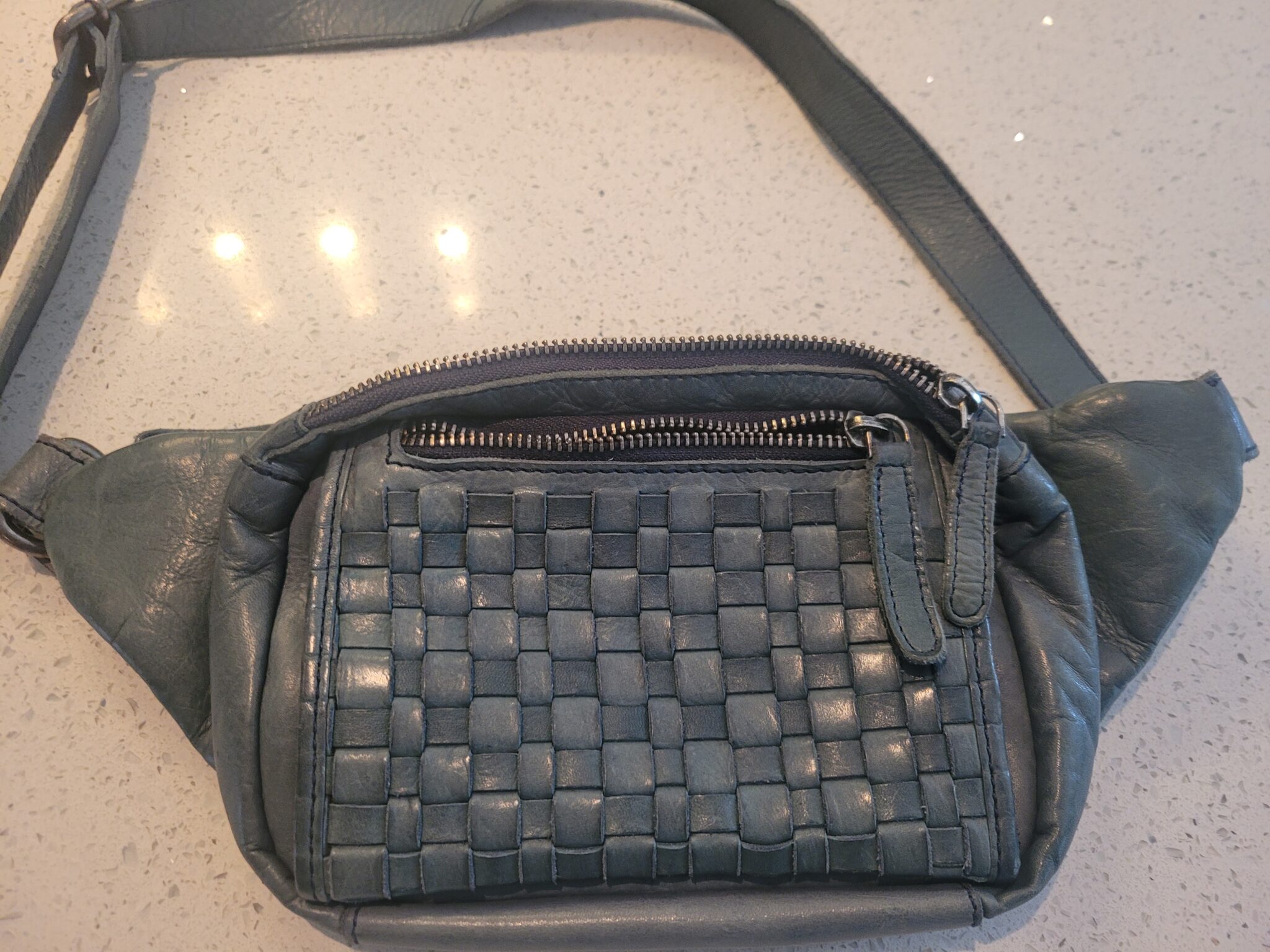 Featured image for Blue leather fanny pack