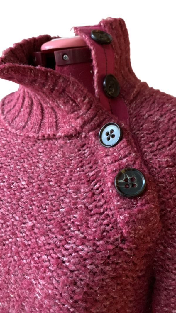 Image for LOLE – Pull en laine tricoté magenta avec col boutonné – Taille Medium