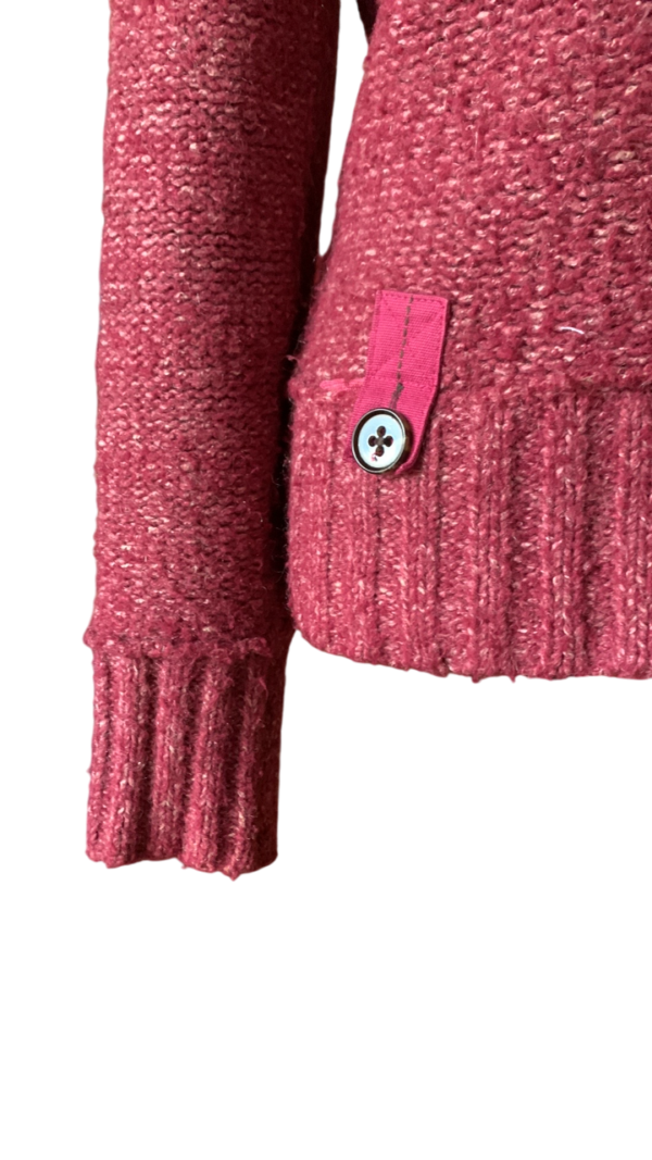 Image for LOLE – Pull en laine tricoté magenta avec col boutonné – Taille Medium