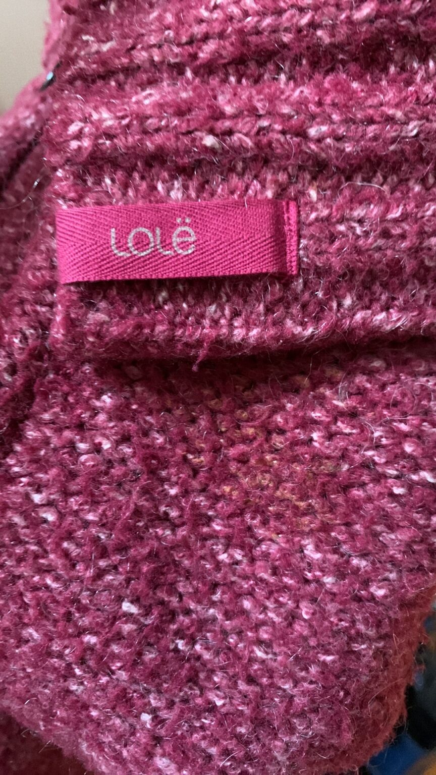 Image for LOLE – Pull en laine tricoté magenta avec col boutonné – Taille Medium
