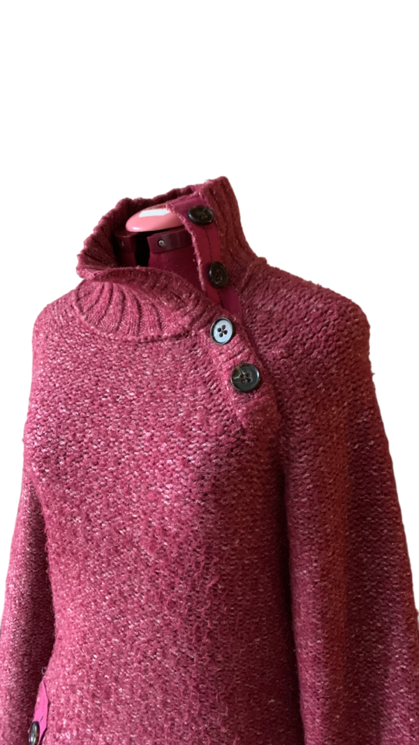 Image for LOLE – Pull en laine tricoté magenta avec col boutonné – Taille Medium