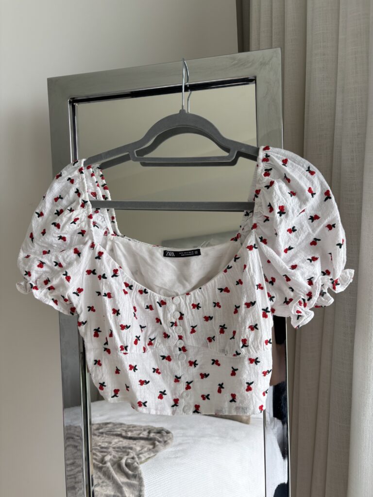 Featured image for Zara short-sleeved top with cherry motif