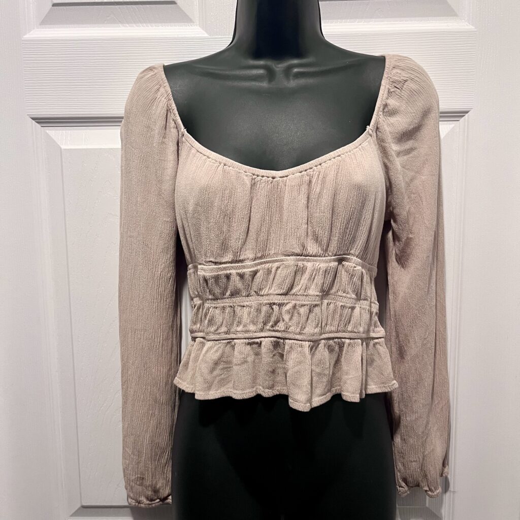 Featured image for Ambiance Crop Top boho Beige long sleeve Women Medium festival summer shirt