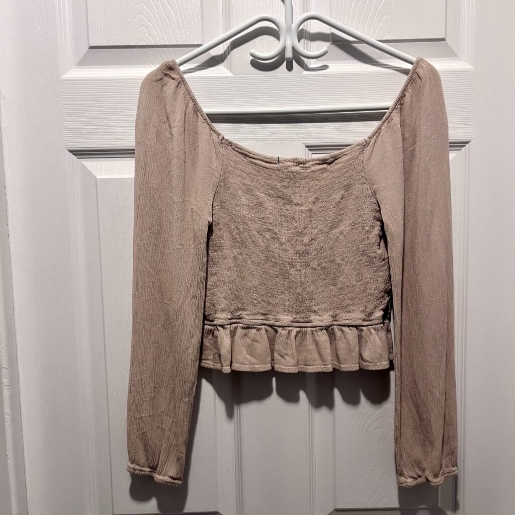 Image for Ambiance Crop Top boho Beige long sleeve Women Medium festival summer shirt