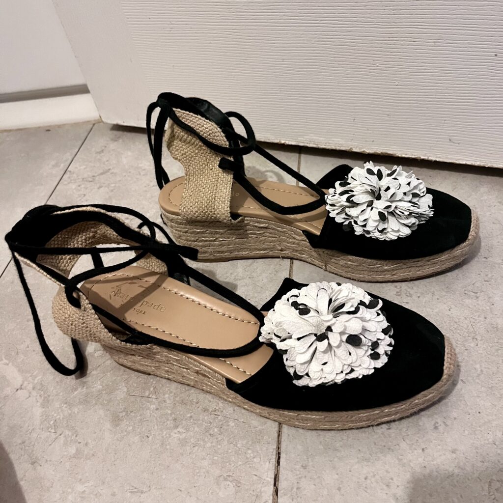 Featured image for Kate Spade New York Size 10 Sandals lace up platform wedge black shoes used