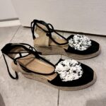Featured thumbnail for Kate Spade New York Size 10 Sandals lace up platform wedge black shoes used